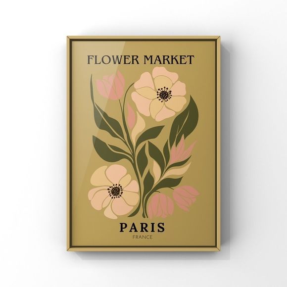 Flower Market Paris, Abstract Floral Boho Aesthetic Digital Wall Art Print - Picture 3 of 4